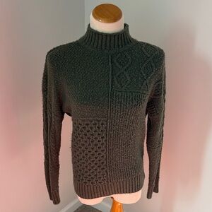 Women’s Olive Green Textured Mock Neck Sweater